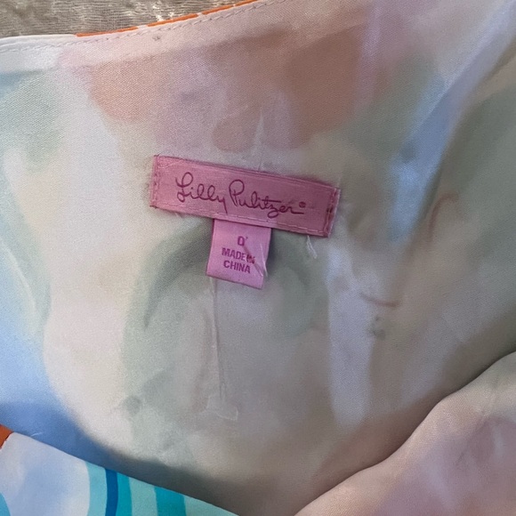 Lilly Pulitzer Do The Wave Orange Blue Seashell Starfish Silk Top - Picture 3 of 7